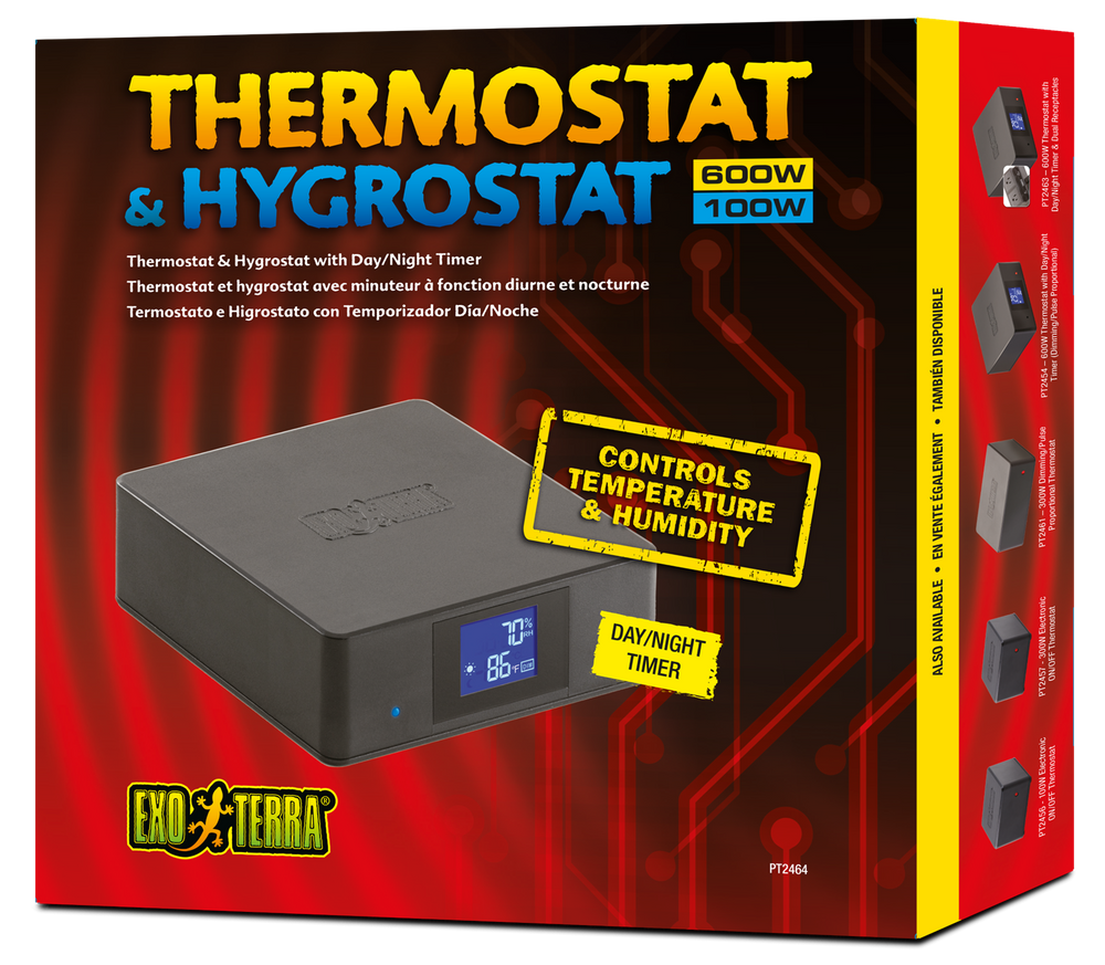 Exo Terra Thermostat (600W) & Hygrostat (100W) with Day/Night timer