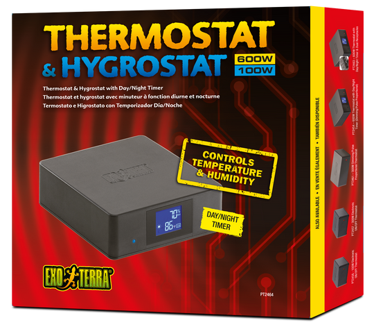 Exo Terra Thermostat (600W) & Hygrostat (100W) with Day/Night timer