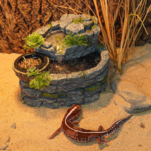 Load image into Gallery viewer, ReptiZoo Reptile Rock Block Waterfall with Food Dish
